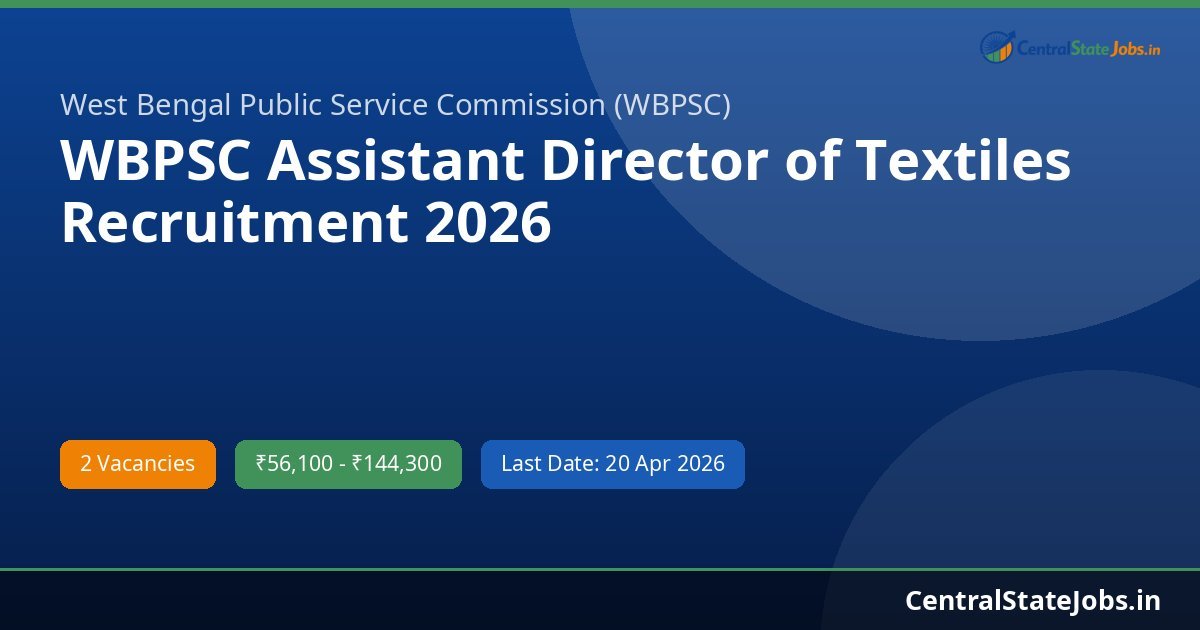WBPSC Assistant Director of Textiles Recruitment 2026