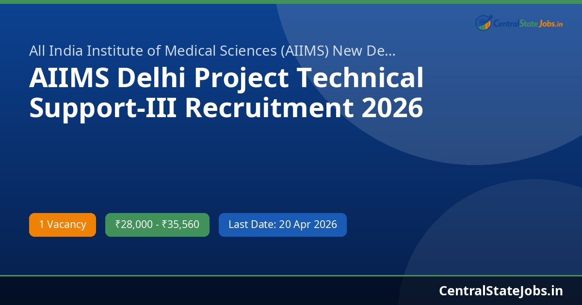 AIIMS Delhi Project Technical Support-III Recruitment 2026
