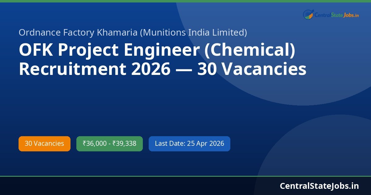 OFK Project Engineer (Chemical) Recruitment 2026 — 30 Vacancies