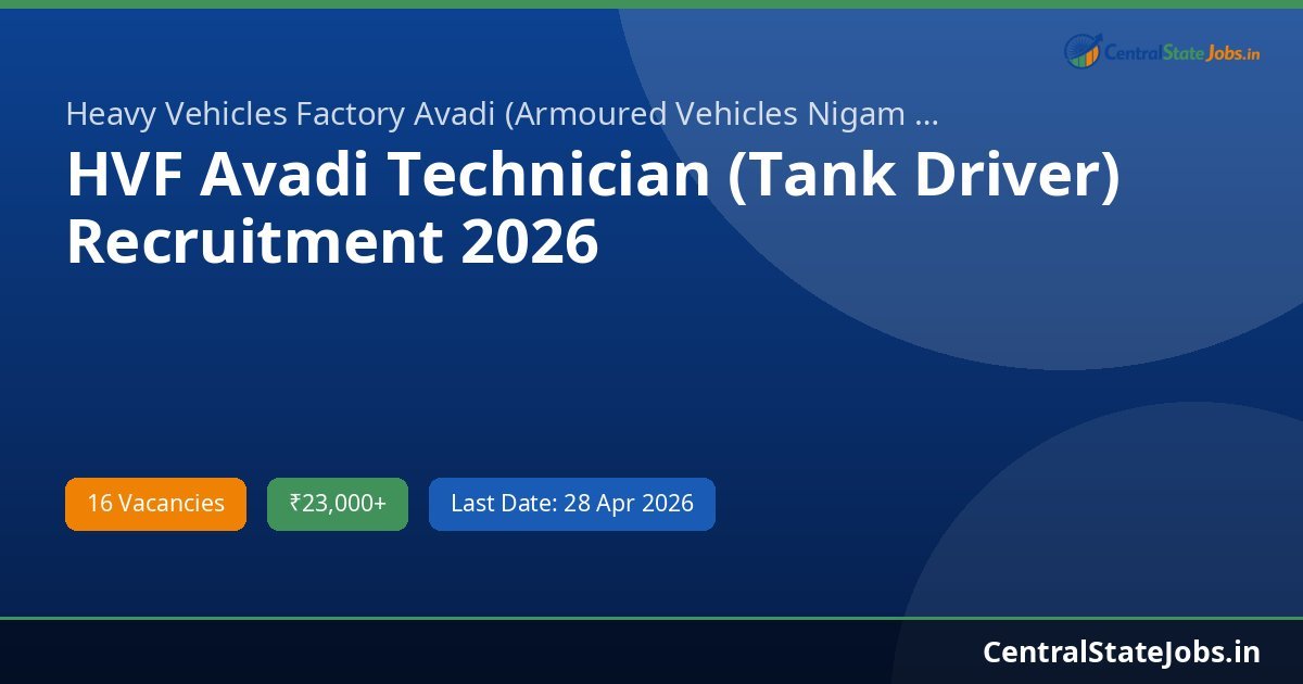 HVF Avadi Technician (Tank Driver) Recruitment 2026