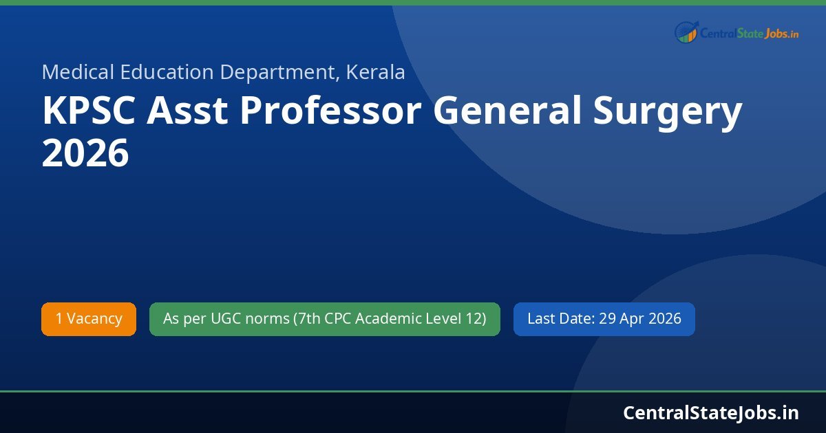 KPSC Asst Professor General Surgery 2026