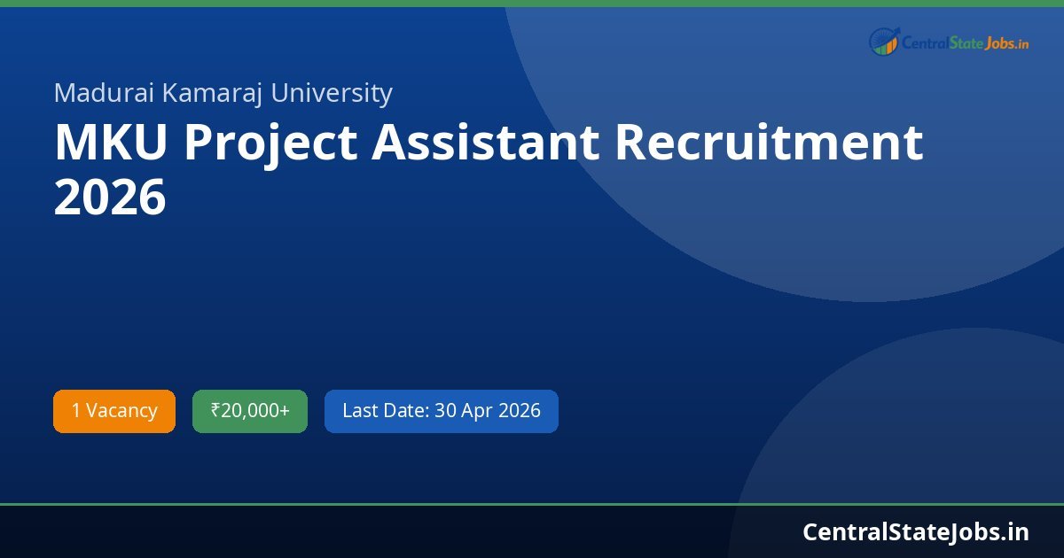 MKU Project Assistant Recruitment 2026