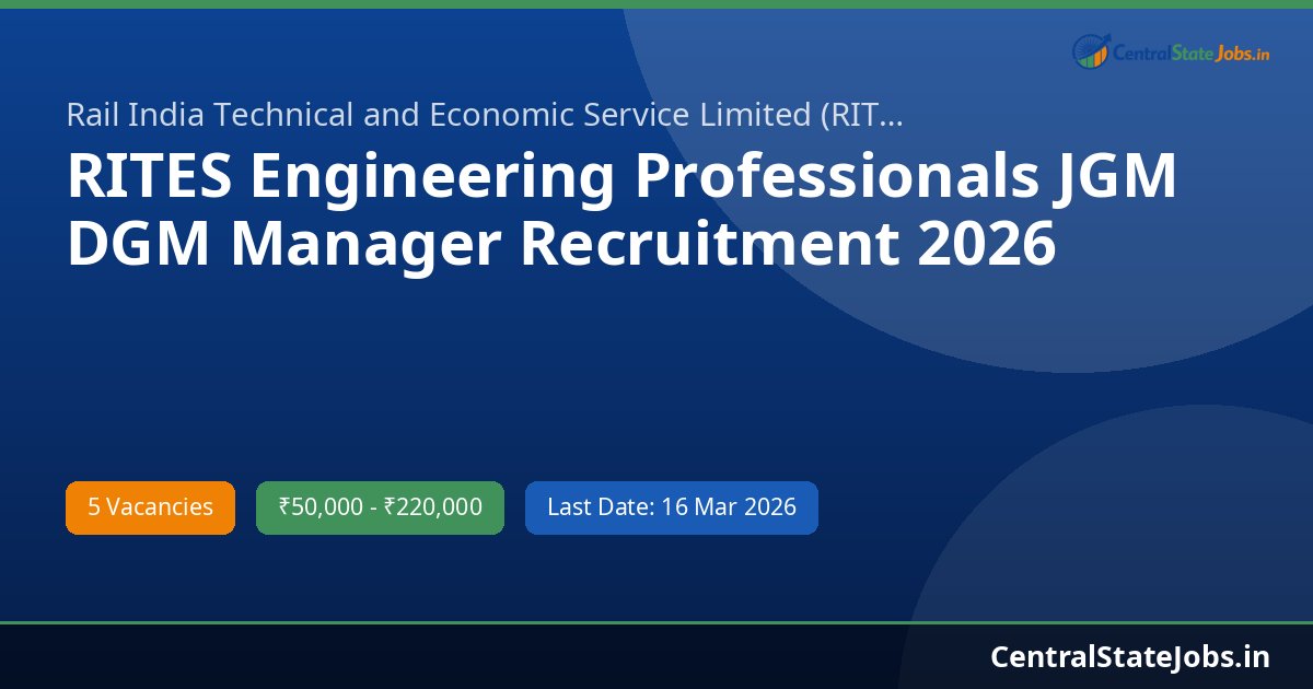 RITES Engineering Professionals JGM DGM Manager Recruitment 2026