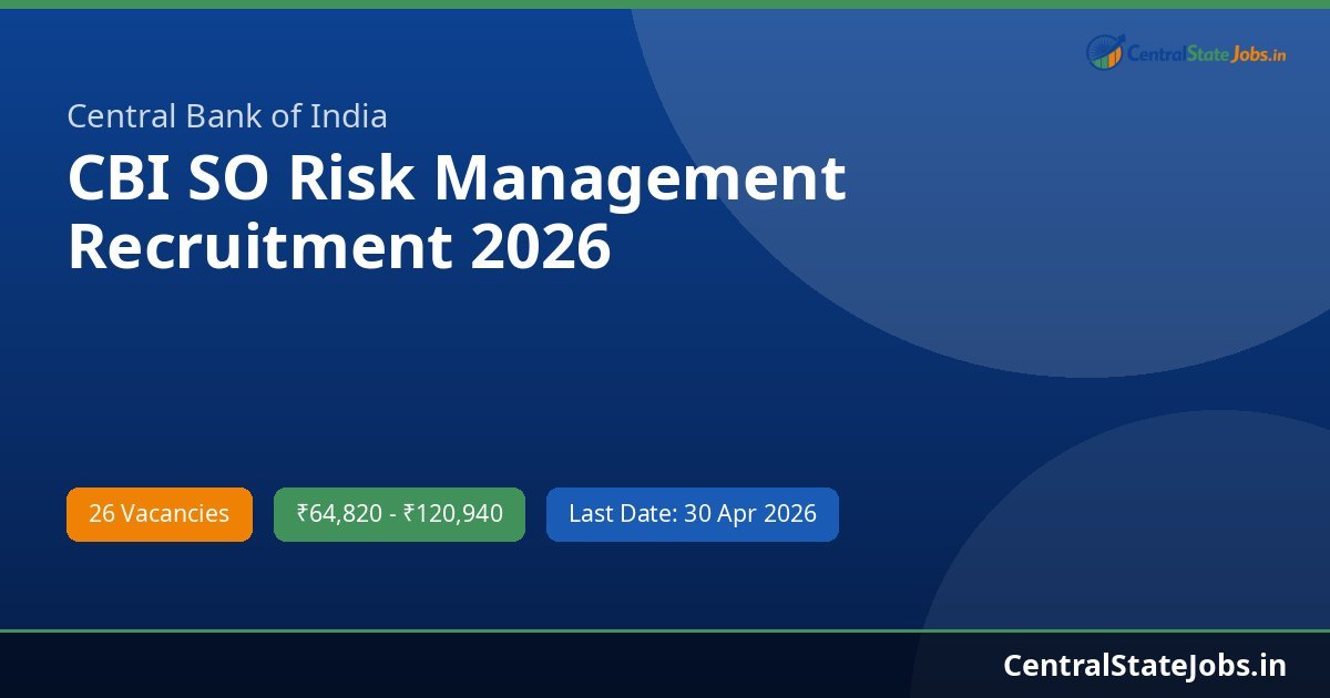 CBI SO Risk Management Recruitment 2026