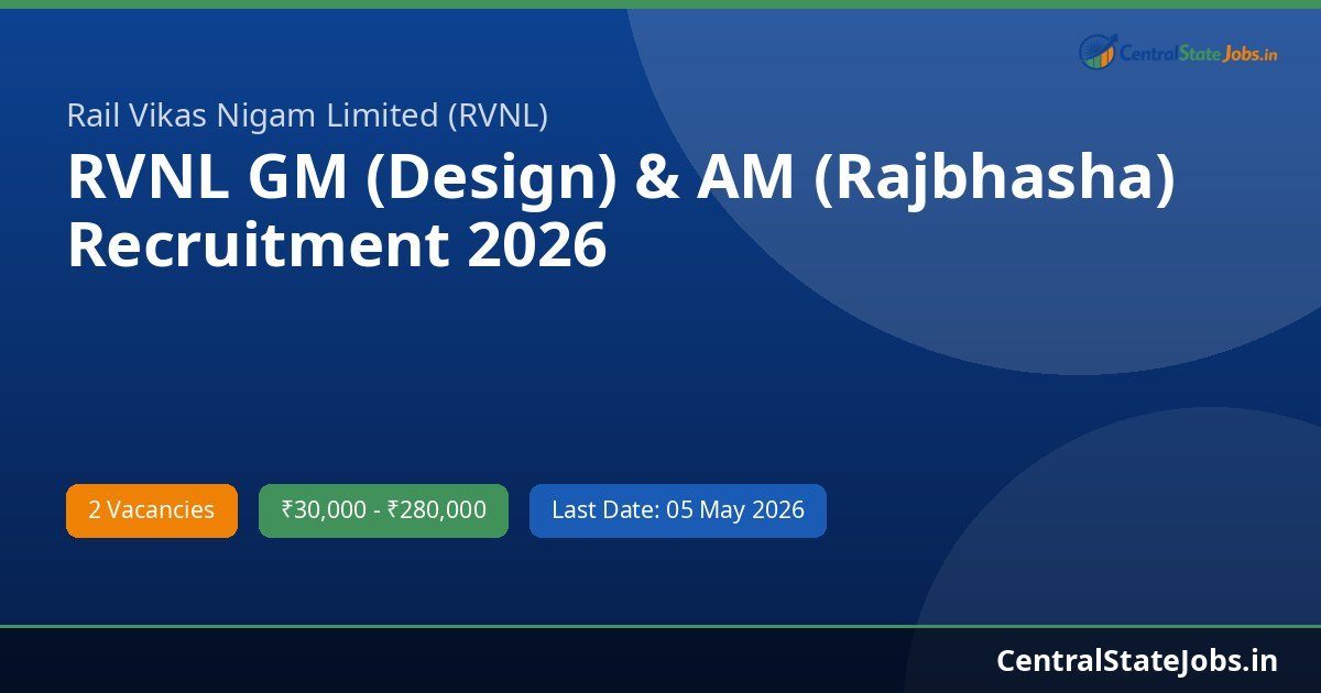RVNL GM (Design) & AM (Rajbhasha) Recruitment 2026