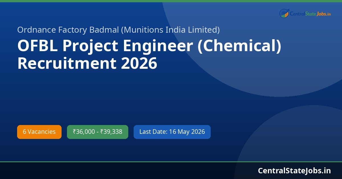 OFBL Project Engineer (Chemical) Recruitment 2026
