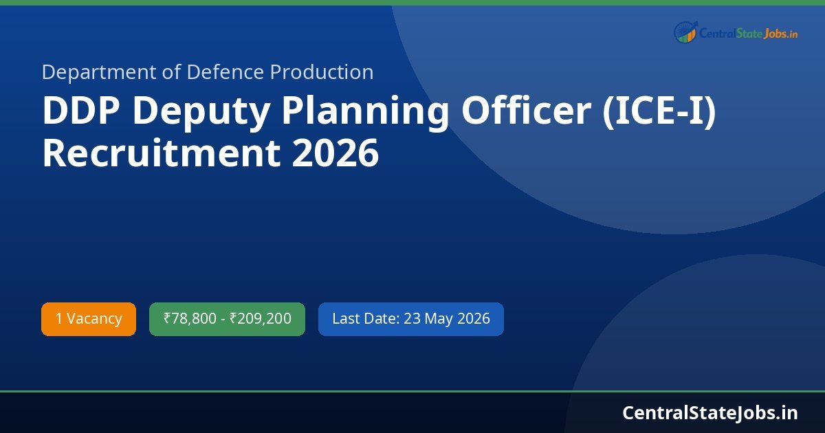 DDP Deputy Planning Officer (ICE-I) Recruitment 2026