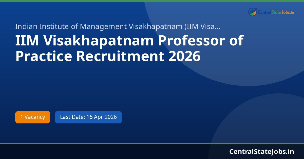 IIM Visakhapatnam Professor of Practice Recruitment 2026