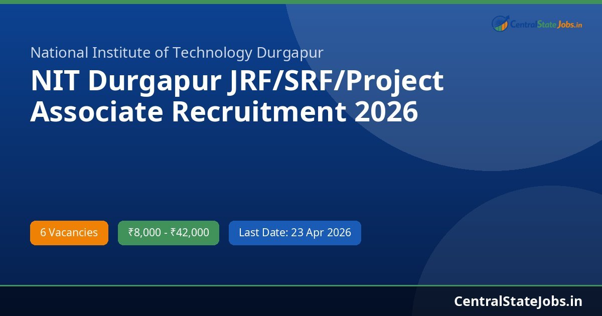 NIT Durgapur JRF/SRF/Project Associate Recruitment 2026