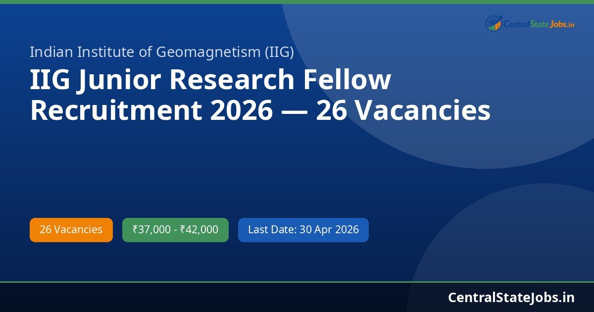 IIG Junior Research Fellow Recruitment 2026 — 26 Vacancies