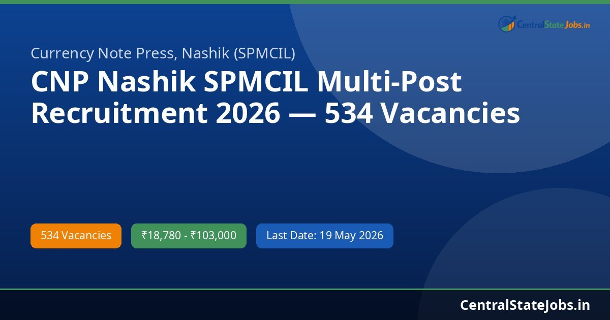 CNP Nashik SPMCIL Multi-Post Recruitment 2026 — 534 Vacancies