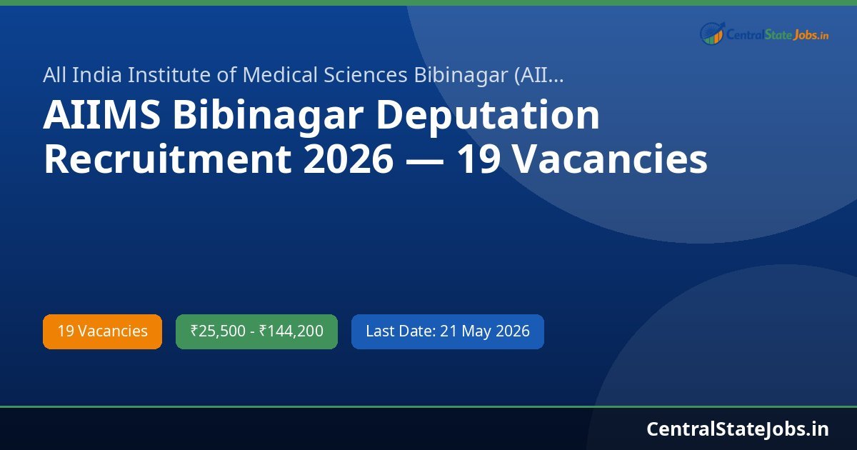 AIIMS Bibinagar Deputation Recruitment 2026 — 19 Vacancies