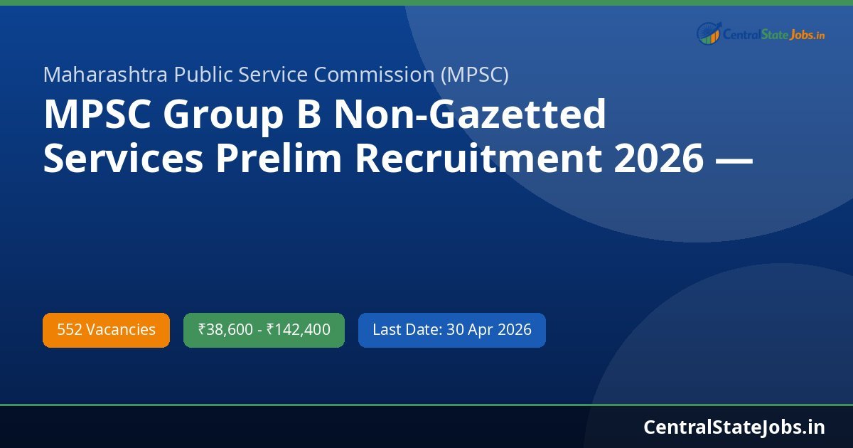 MPSC Group B Non-Gazetted Services Prelim Recruitment 2026 — 552 Vacancies