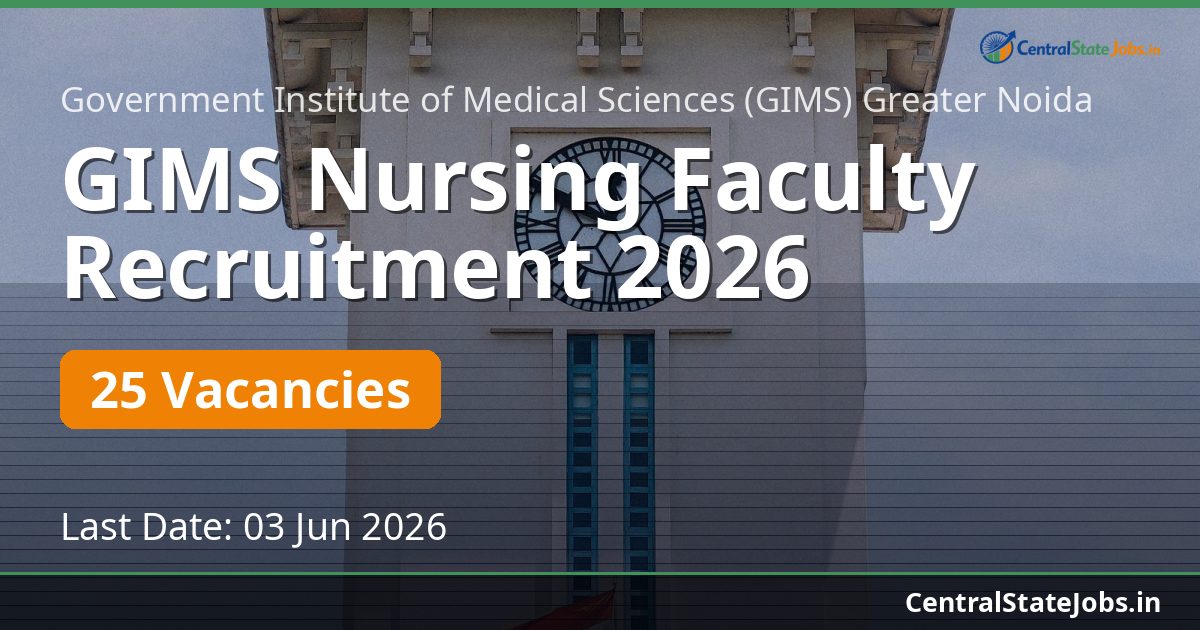 GIMS Nursing Faculty Recruitment 2026 — 25 Vacancies