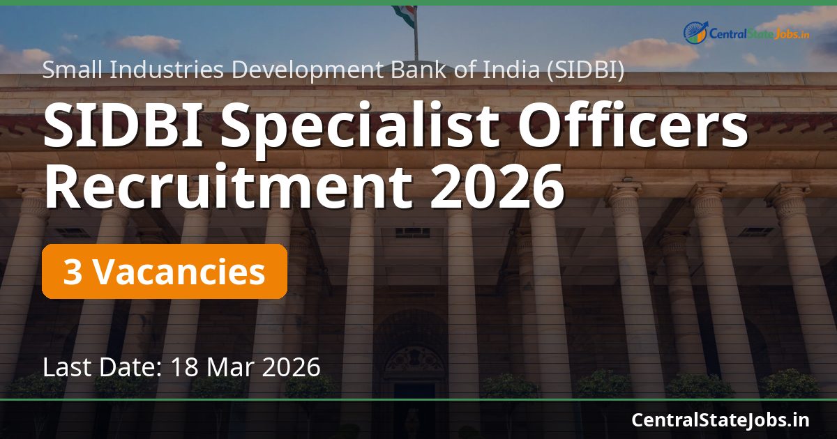 SIDBI Specialist Officers Recruitment 2026