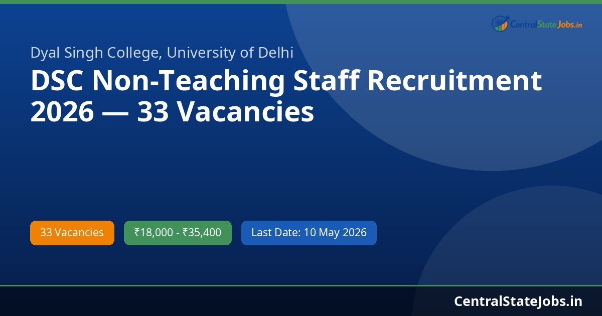 DSC Non-Teaching Staff Recruitment 2026 — 33 Vacancies