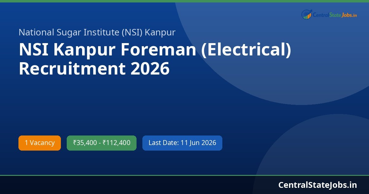 NSI Kanpur Foreman (Electrical) Recruitment 2026