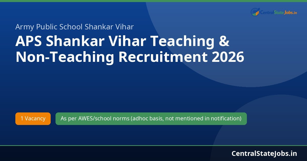 APS Shankar Vihar Teaching & Non-Teaching Recruitment 2026