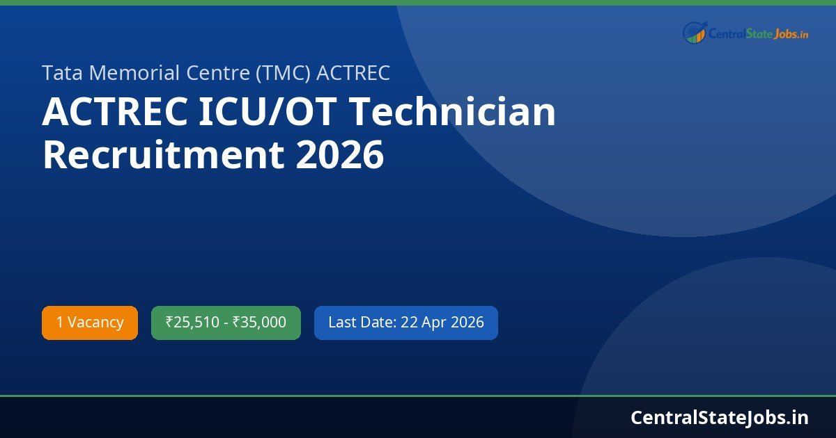 ACTREC ICU/OT Technician Recruitment 2026