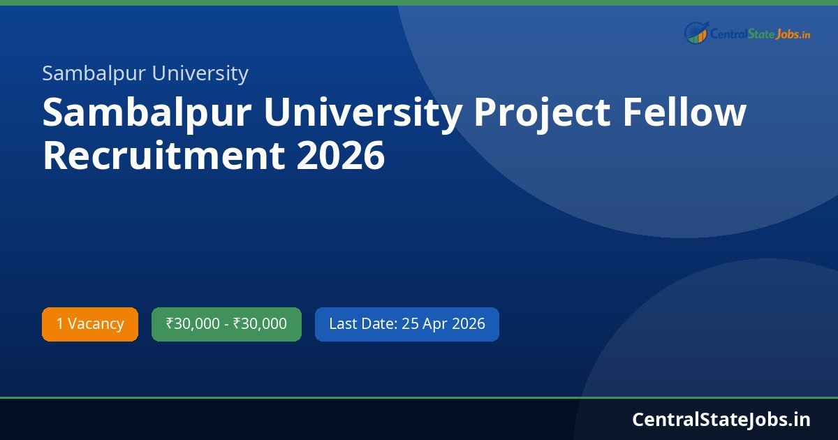 Sambalpur University Project Fellow Recruitment 2026