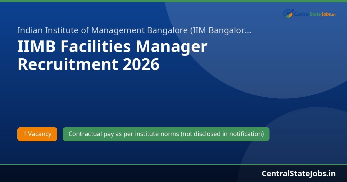 IIMB Facilities Manager Recruitment 2026