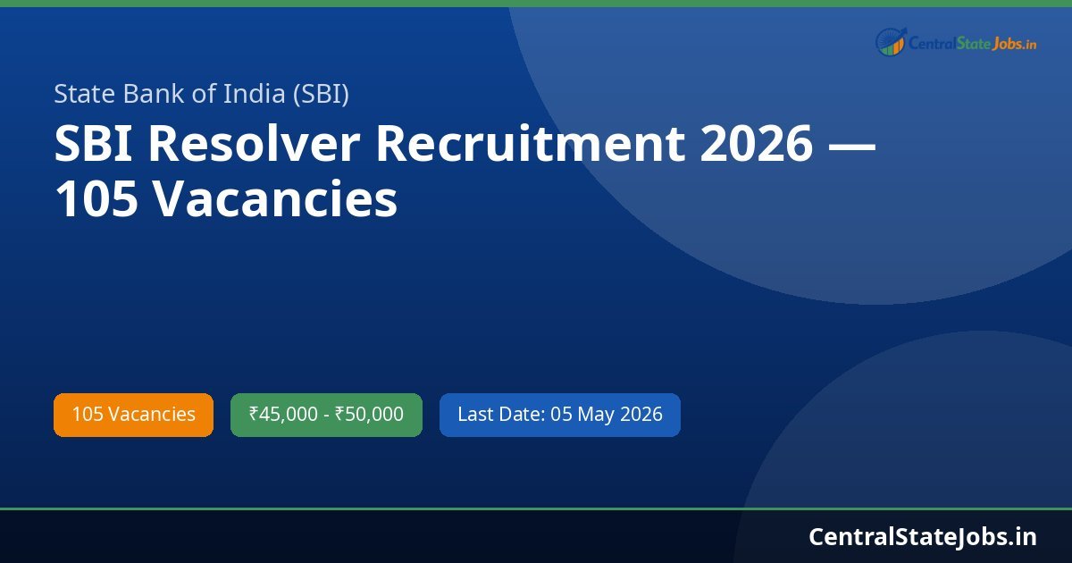 SBI Resolver Recruitment 2026 — 105 Vacancies