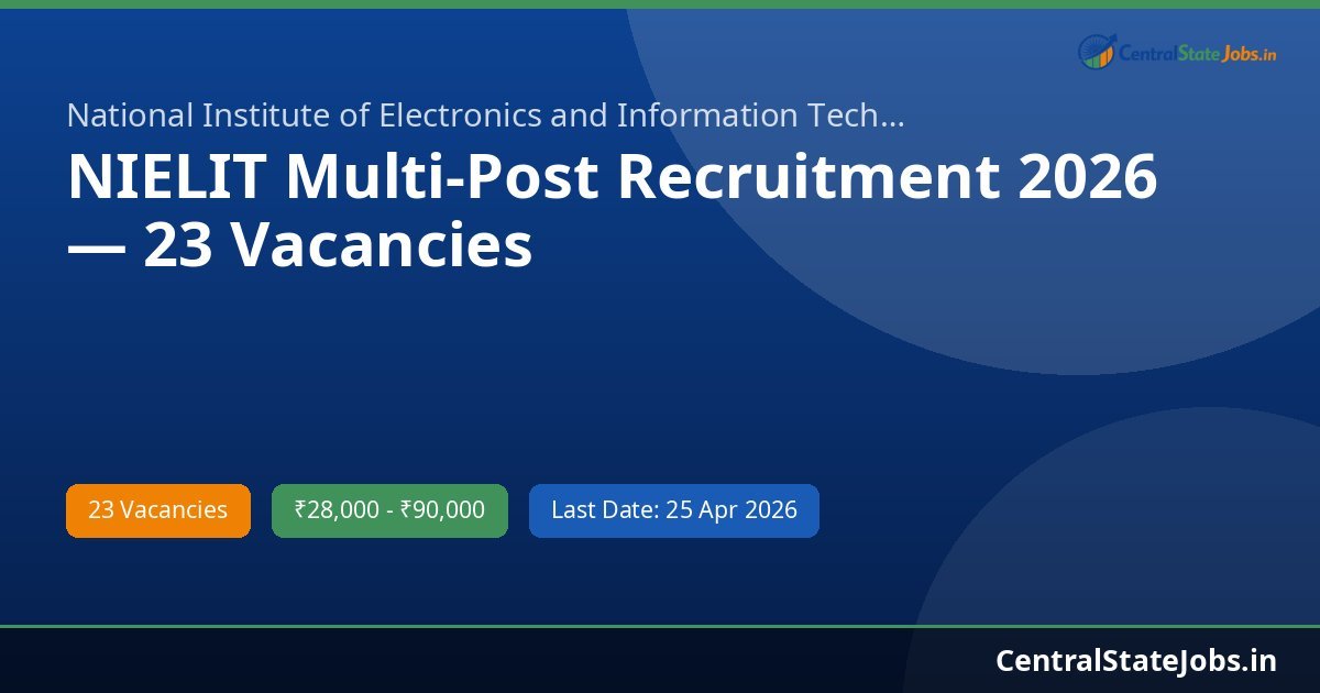NIELIT Multi-Post Recruitment 2026 — 23 Vacancies