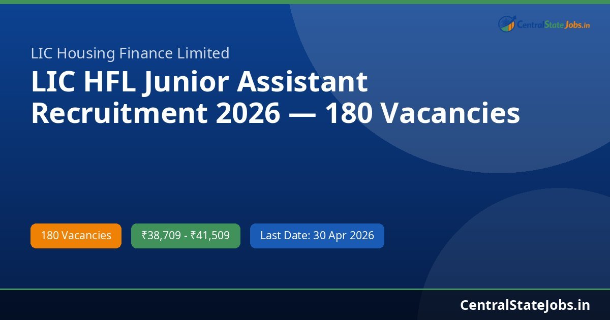LIC HFL Junior Assistant Recruitment 2026 — 180 Vacancies