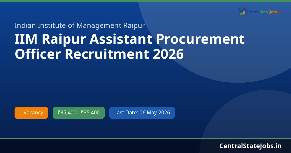 IIM Raipur Assistant Procurement Officer Recruitment 2026