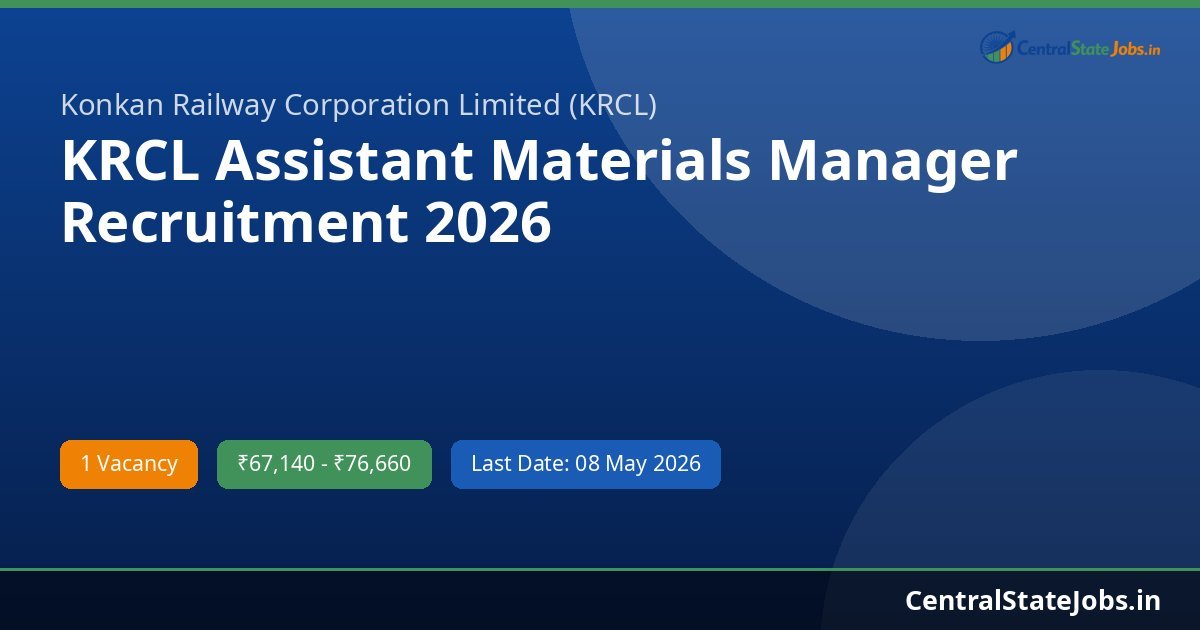 KRCL Assistant Materials Manager Recruitment 2026