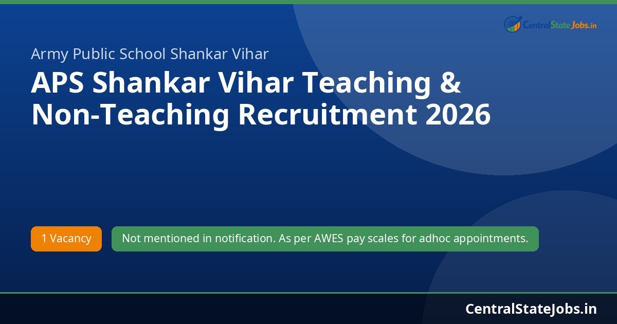 APS Shankar Vihar Teaching & Non-Teaching Recruitment 2026