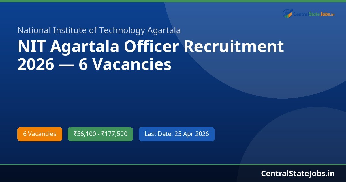 NIT Agartala Officer Recruitment 2026 — 6 Vacancies
