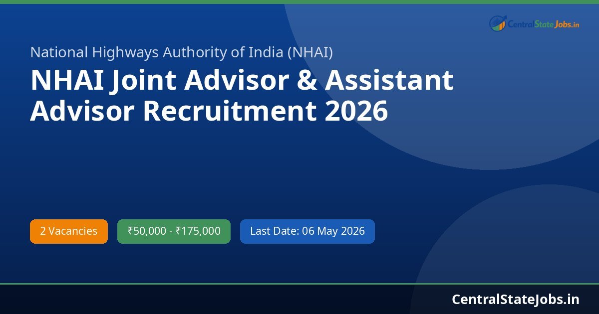 NHAI Joint Advisor & Assistant Advisor Recruitment 2026