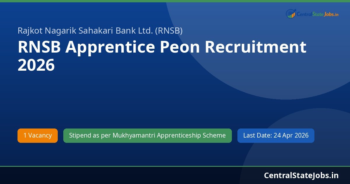 RNSB Apprentice Peon Recruitment 2026