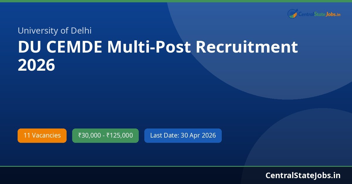 DU CEMDE Multi-Post Recruitment 2026