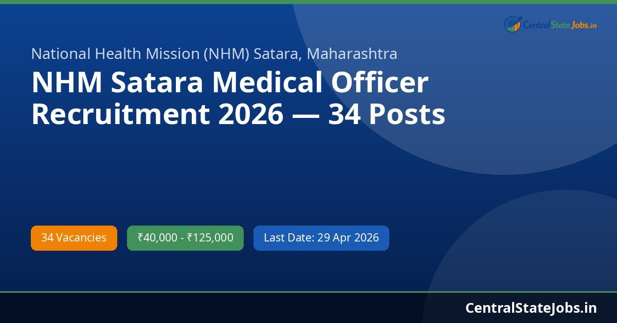 NHM Satara Medical Officer Recruitment 2026 — 34 Posts