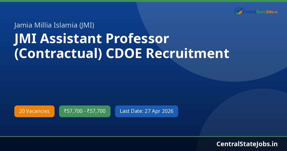 JMI Assistant Professor (Contractual) CDOE Recruitment 2026