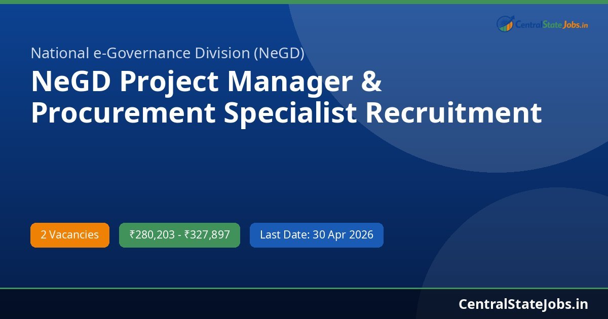 NeGD Project Manager & Procurement Specialist Recruitment 2026