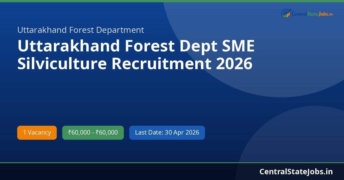 Uttarakhand Forest Dept SME Silviculture Recruitment 2026