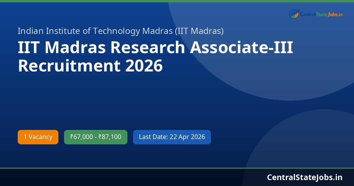 IIT Madras Research Associate-III Recruitment 2026
