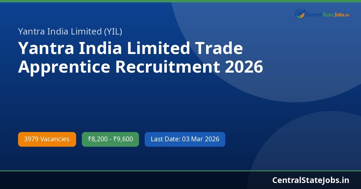 Yantra India Limited Trade Apprentice Recruitment 2026