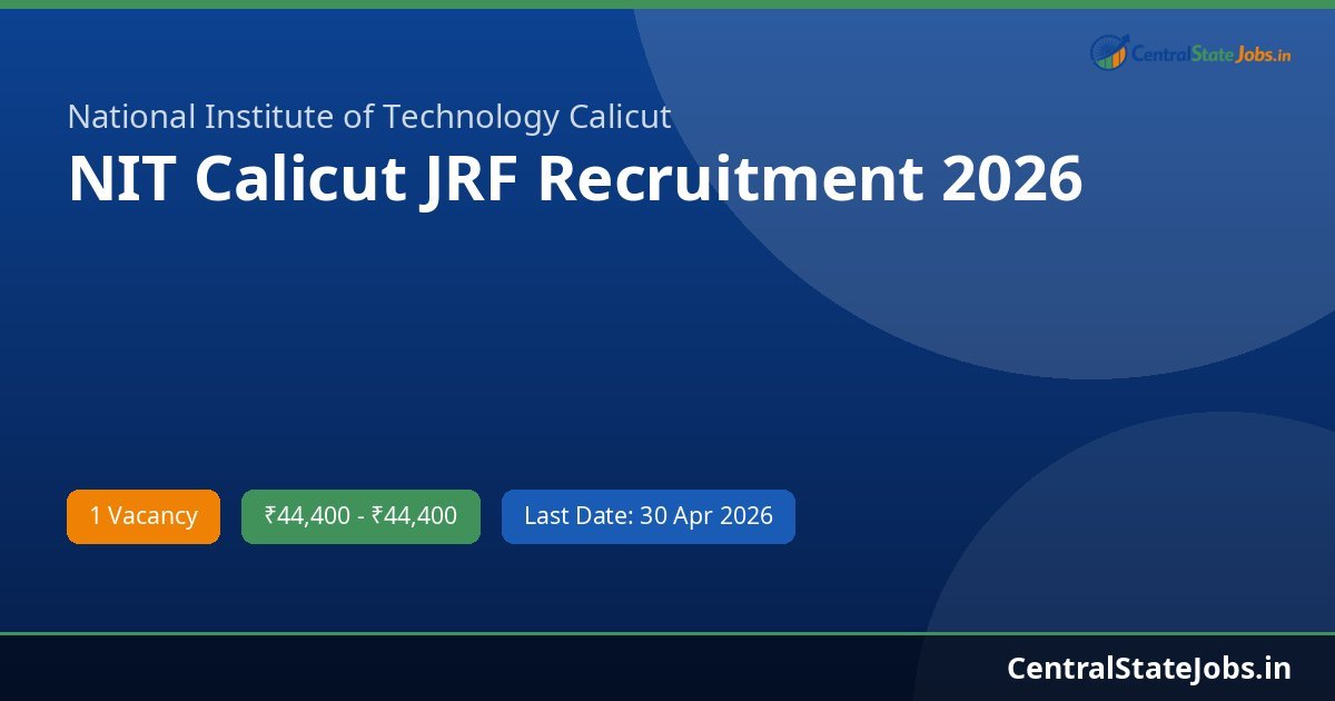 NIT Calicut JRF Recruitment 2026