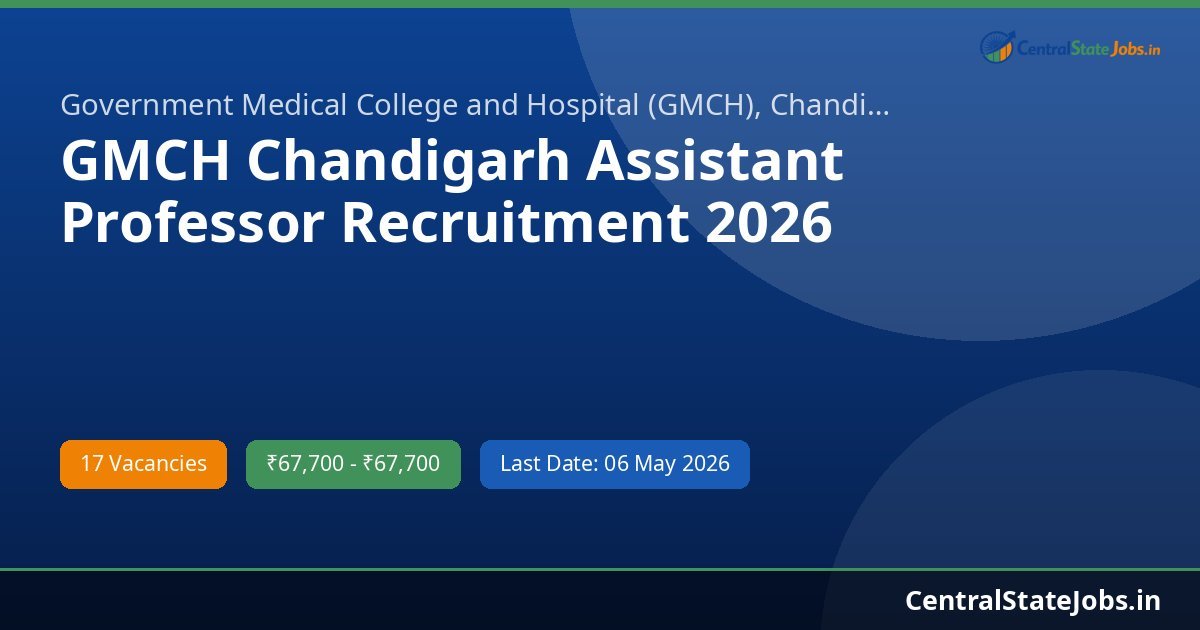 GMCH Chandigarh Assistant Professor Recruitment 2026