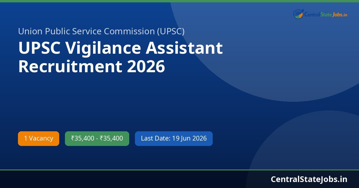UPSC Vigilance Assistant Recruitment 2026