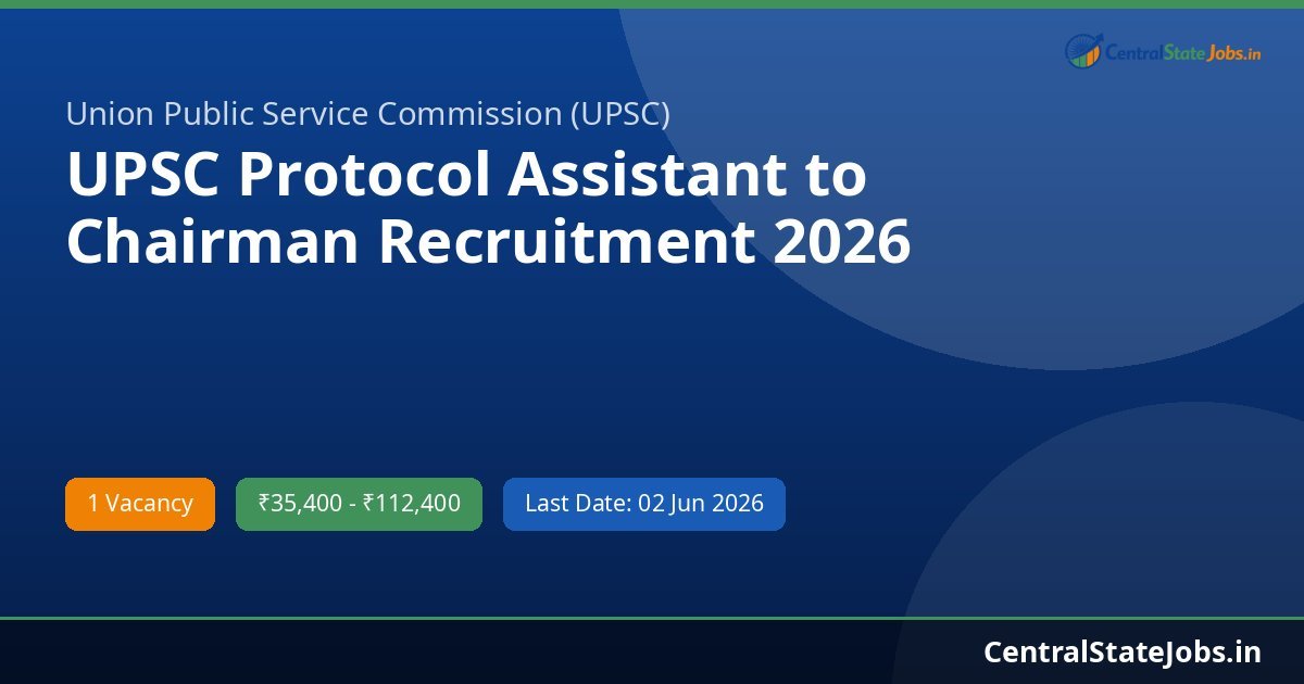 UPSC Protocol Assistant to Chairman Recruitment 2026