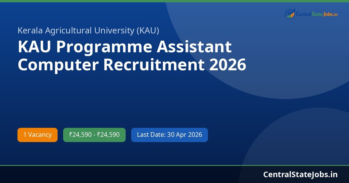 KAU Programme Assistant Computer Recruitment 2026