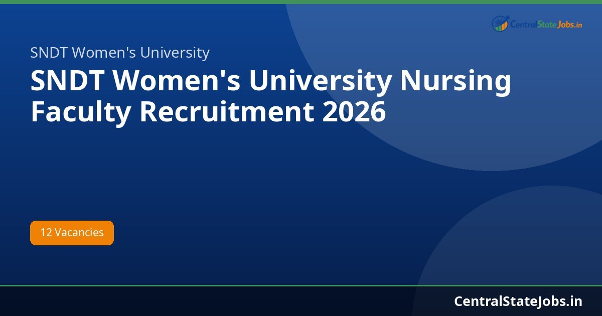 SNDT Women's University Nursing Faculty Recruitment 2026