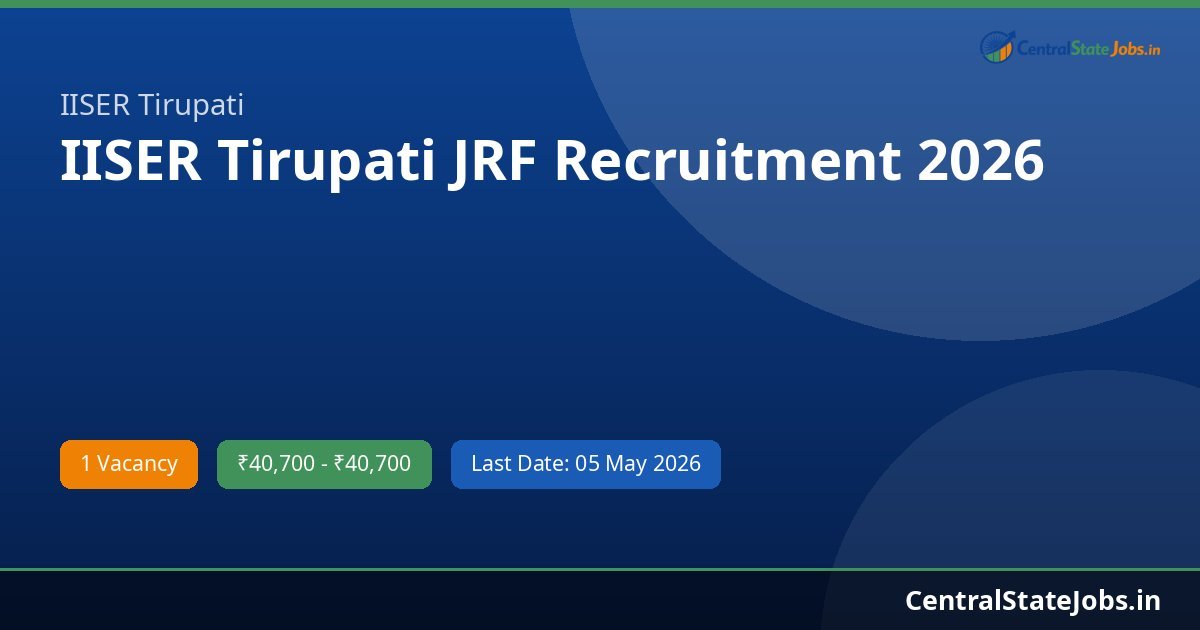 IISER Tirupati JRF Recruitment 2026