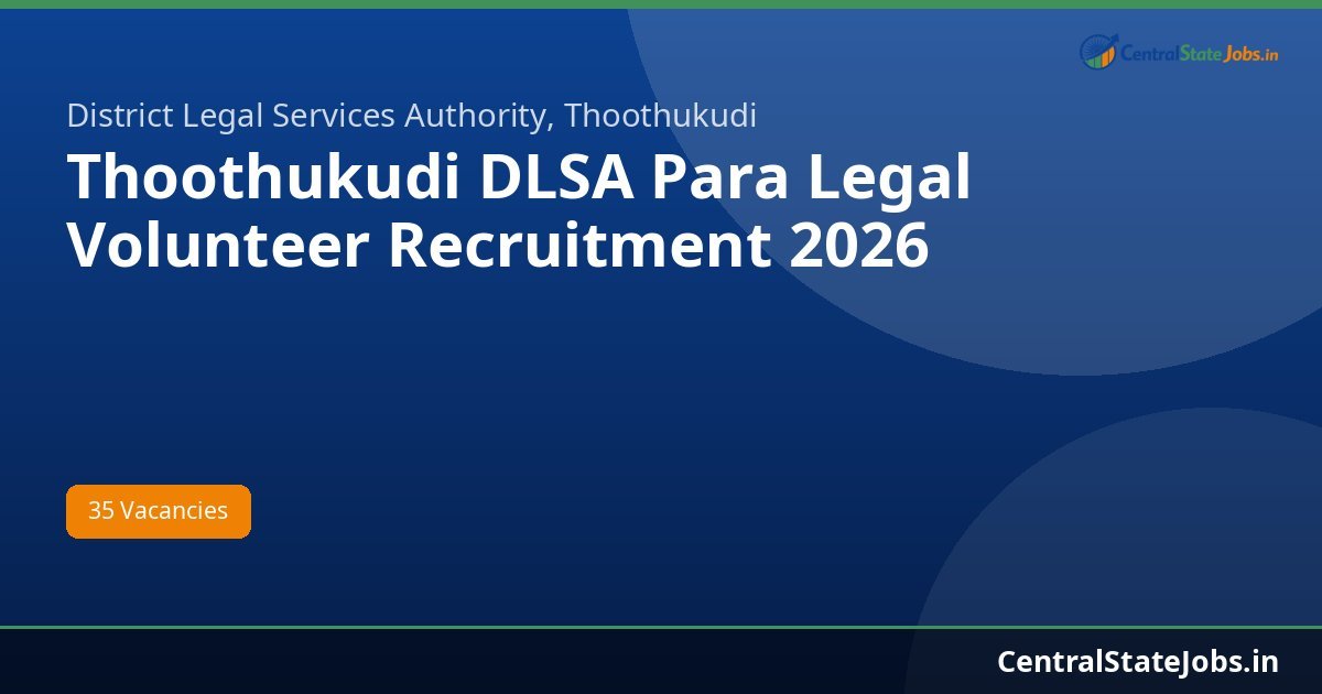 Thoothukudi DLSA Para Legal Volunteer Recruitment 2026