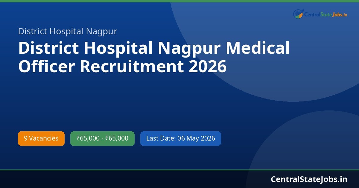 District Hospital Nagpur Medical Officer Recruitment 2026